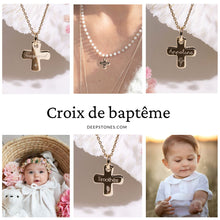 croix de baptême gravées avec prénom pour fille et garçon -Atelier DeepStones