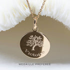 Médaille de baptême arbre de vie avec prénom pour fille et garçon - Modèle Victoire