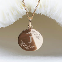 médaille de baptême initiale avec brin de laurier - fille & garçon - DeepStones