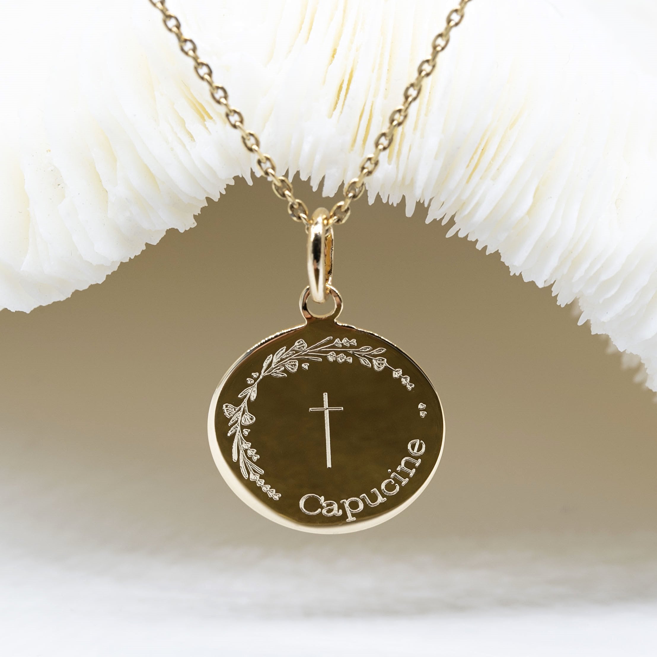 médaille de baptême catholique originale et moderne -plaqué or & argent 925