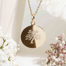 médaille de baptême avec symbole arbre de vie - fille ou garçon - gravure artisanale au diamant