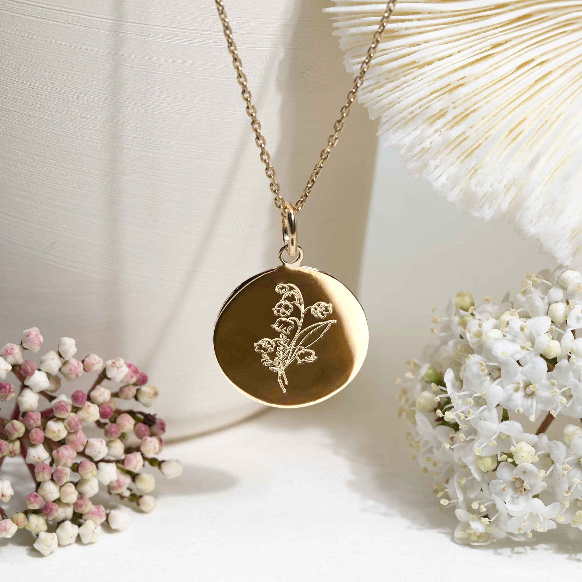 collier fleur de naissance mai mois du muguet - bijou plaqué or ou argent 925