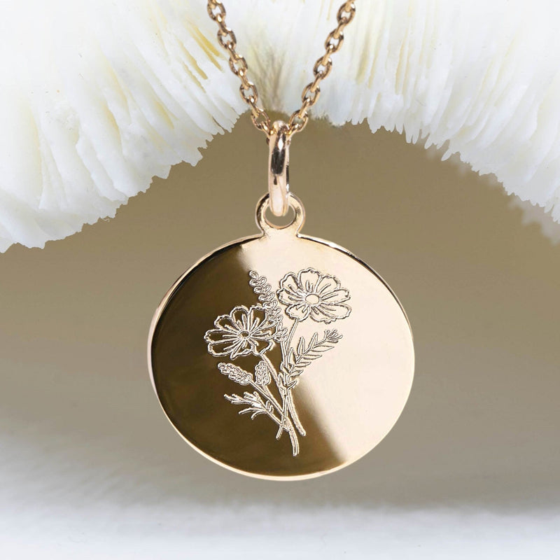 médaille fleur de naissance plaqué or ou argent 925 - atelier DeepStones