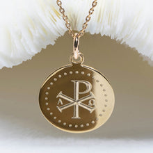 Médaille de baptême adulte ou enfant - Chrisme, symbole chrétien - gravure au dimant - Atelier artisanal DeepStones