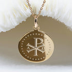 Médaille Chrisme pour baptême chrétien adulte ou enfant - plaqué or 18 K 3 microns - gravure artisanale au diamant