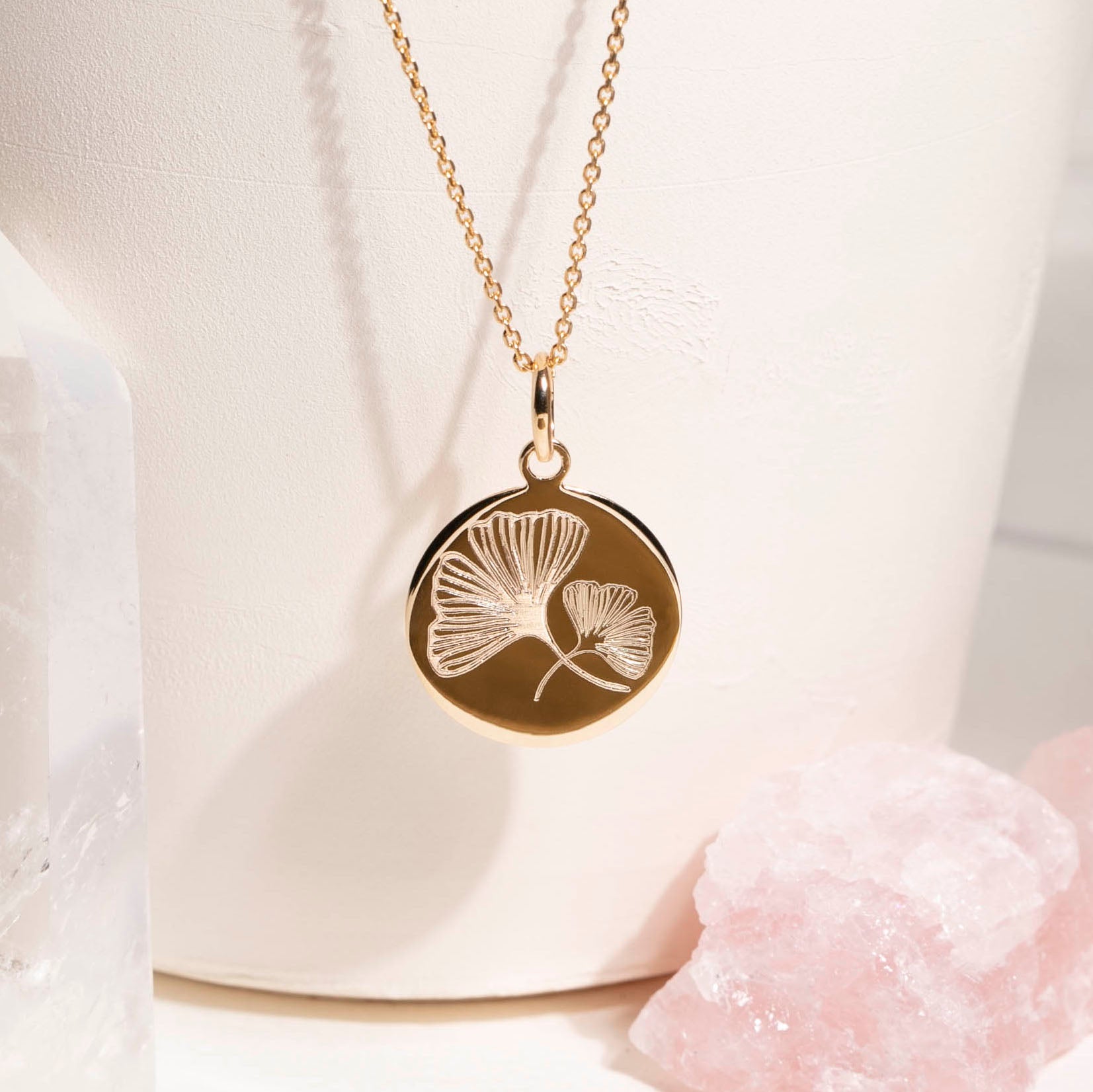 pendentif feuille de ginkgo biloba