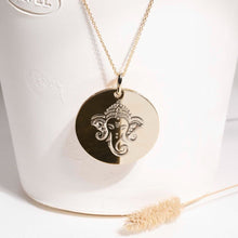 collier GANESH, dieu éléphant de l'hindouisme. Bijou yoga en plaqué or ou argent 925