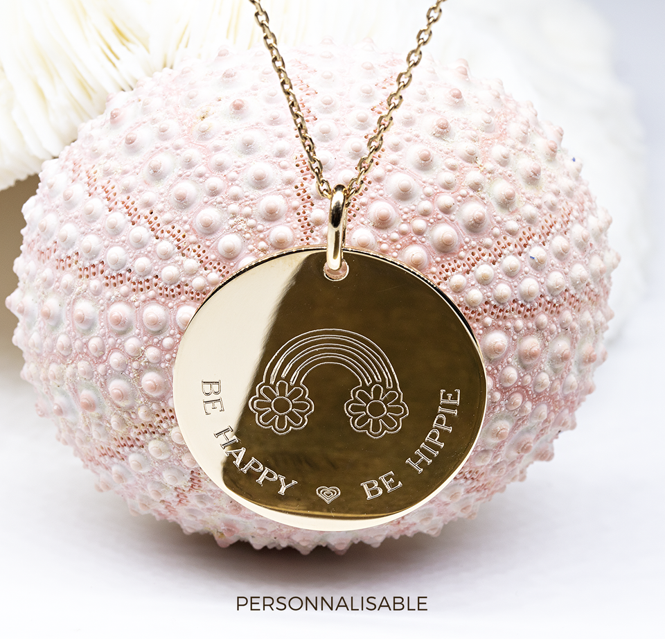 Médaille gravée 26 MM - BE HAPPY - Personnalisable