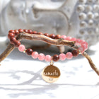 bijou Yoga en rhodochrosite et bois naturel - DeepStones Bijoux Lithothérapie