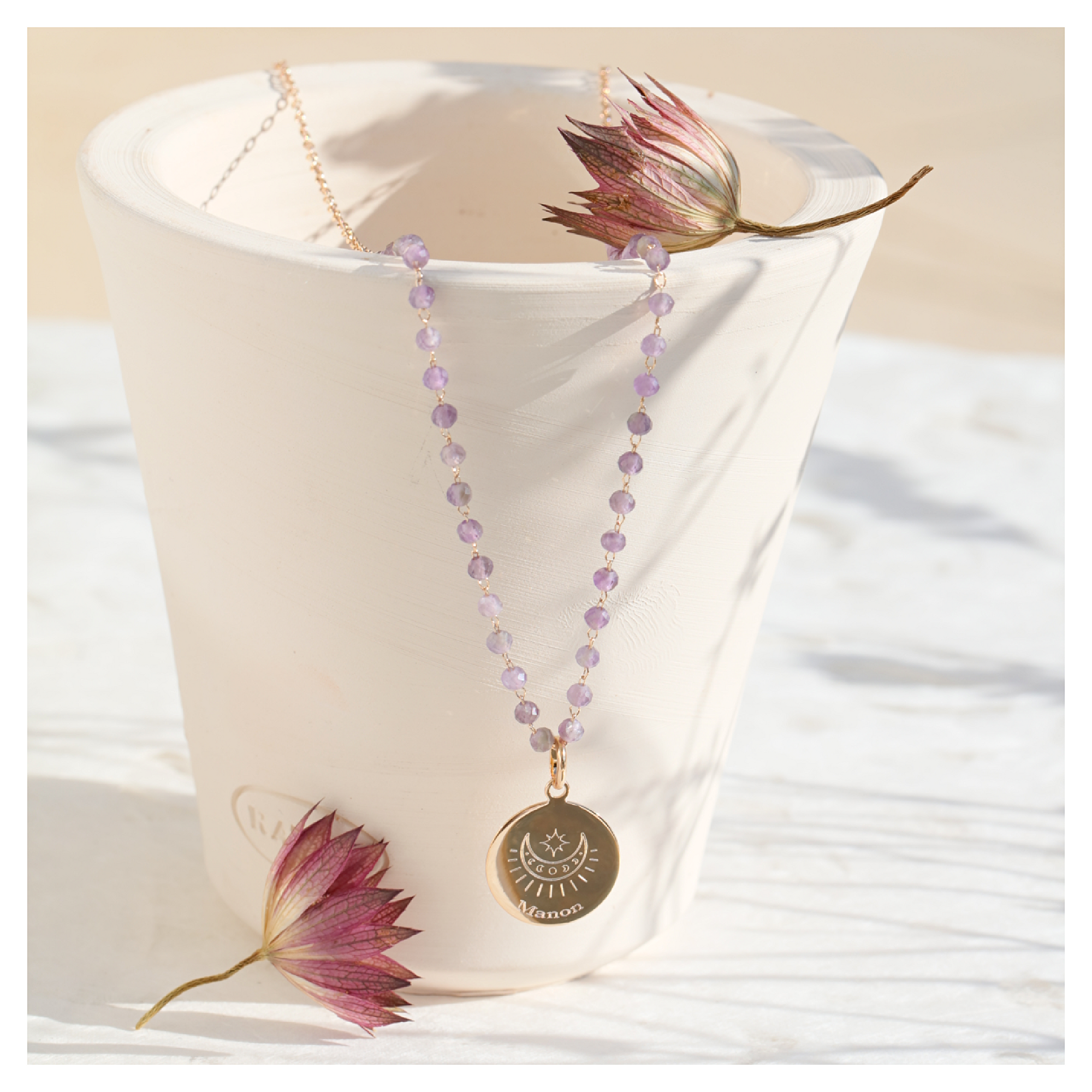 Collier améthyste plaqué or