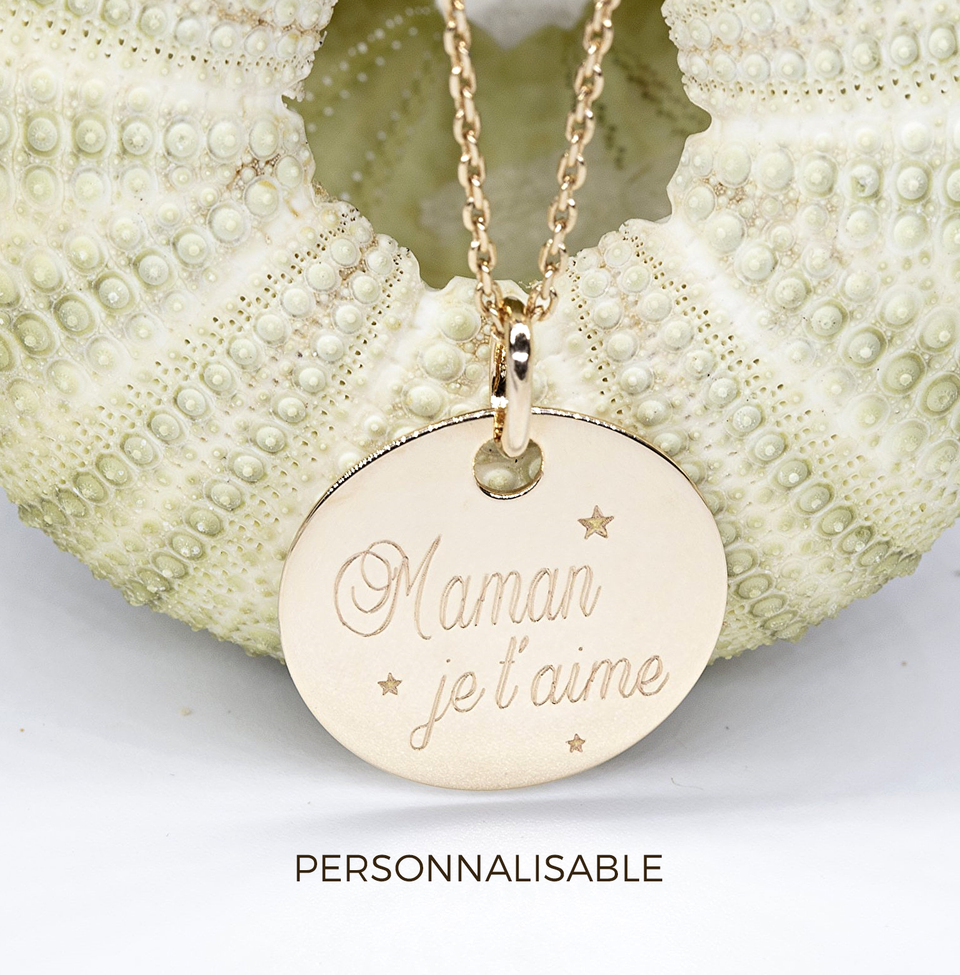 Médaille gravée personnalisée 19 MM - MAMAN JE T'AIME