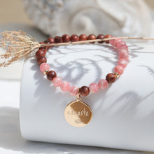 Bijoux yoga - bracelet pierre naturelle avec médaille gravée Namaste - Bijoux DeepStones Lithothérapie