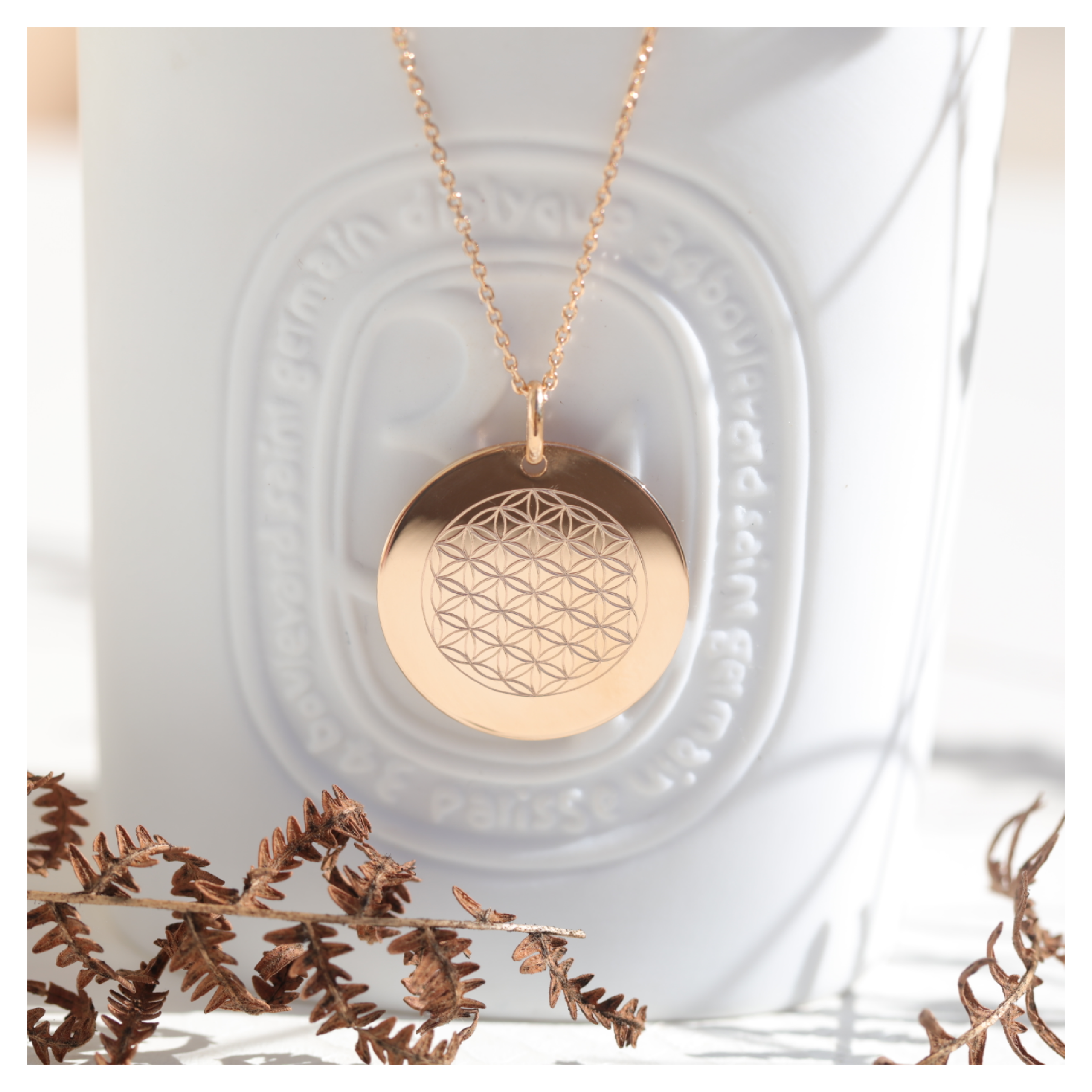 PENDENTIF FLEUR DE VIE PLAQUE OR