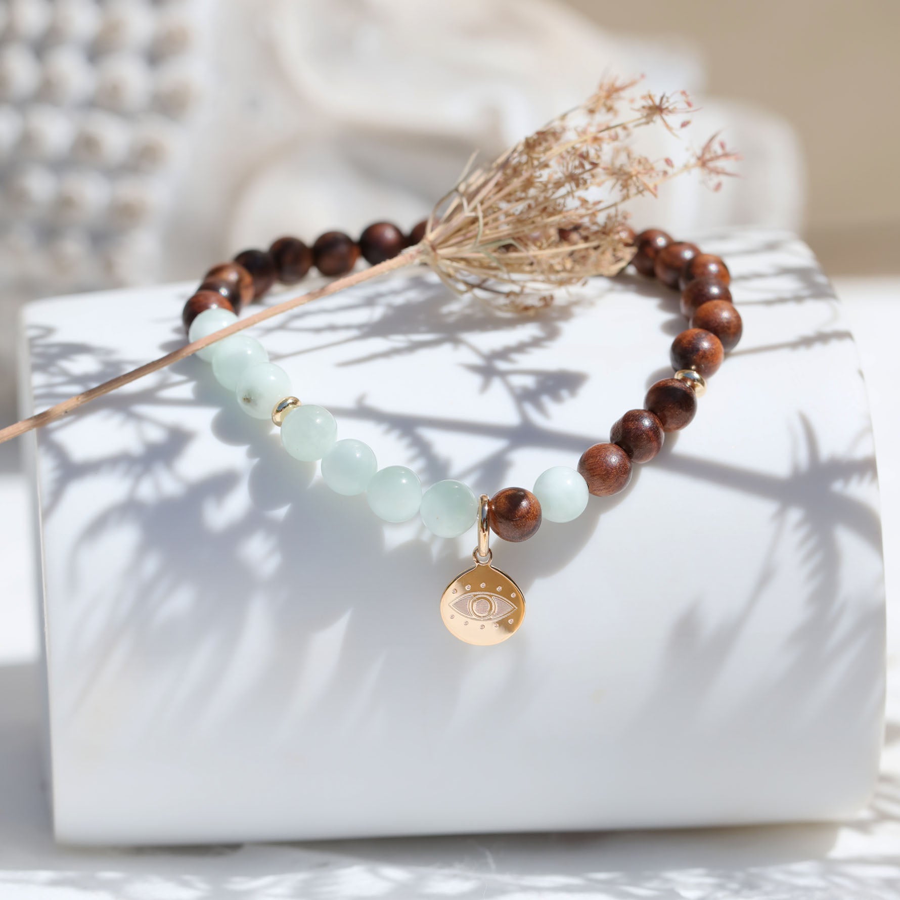 Bracelet en perles d'Apatite Bleue Claire naturelle - Zen Desprit