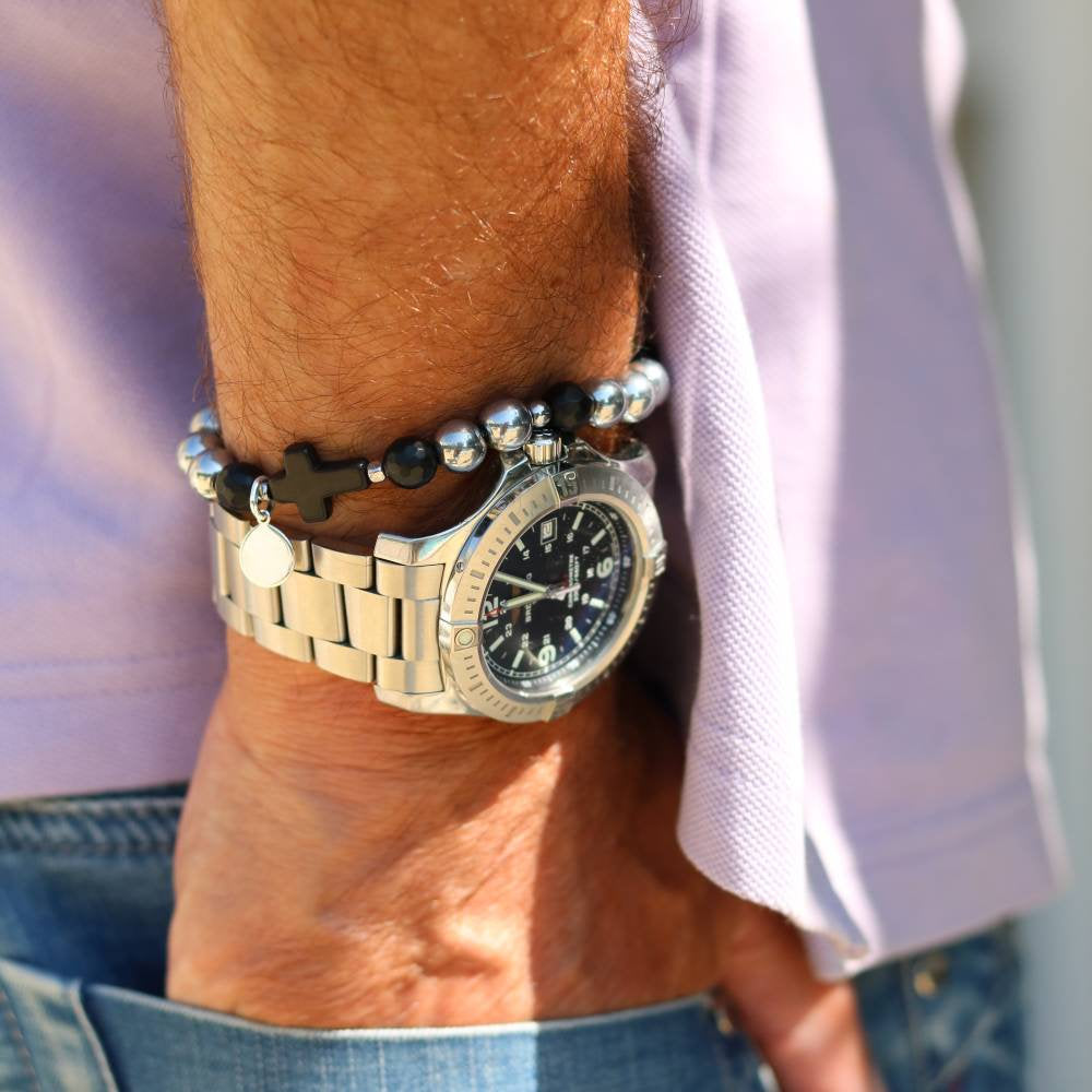 bracelet homme onyx hematite