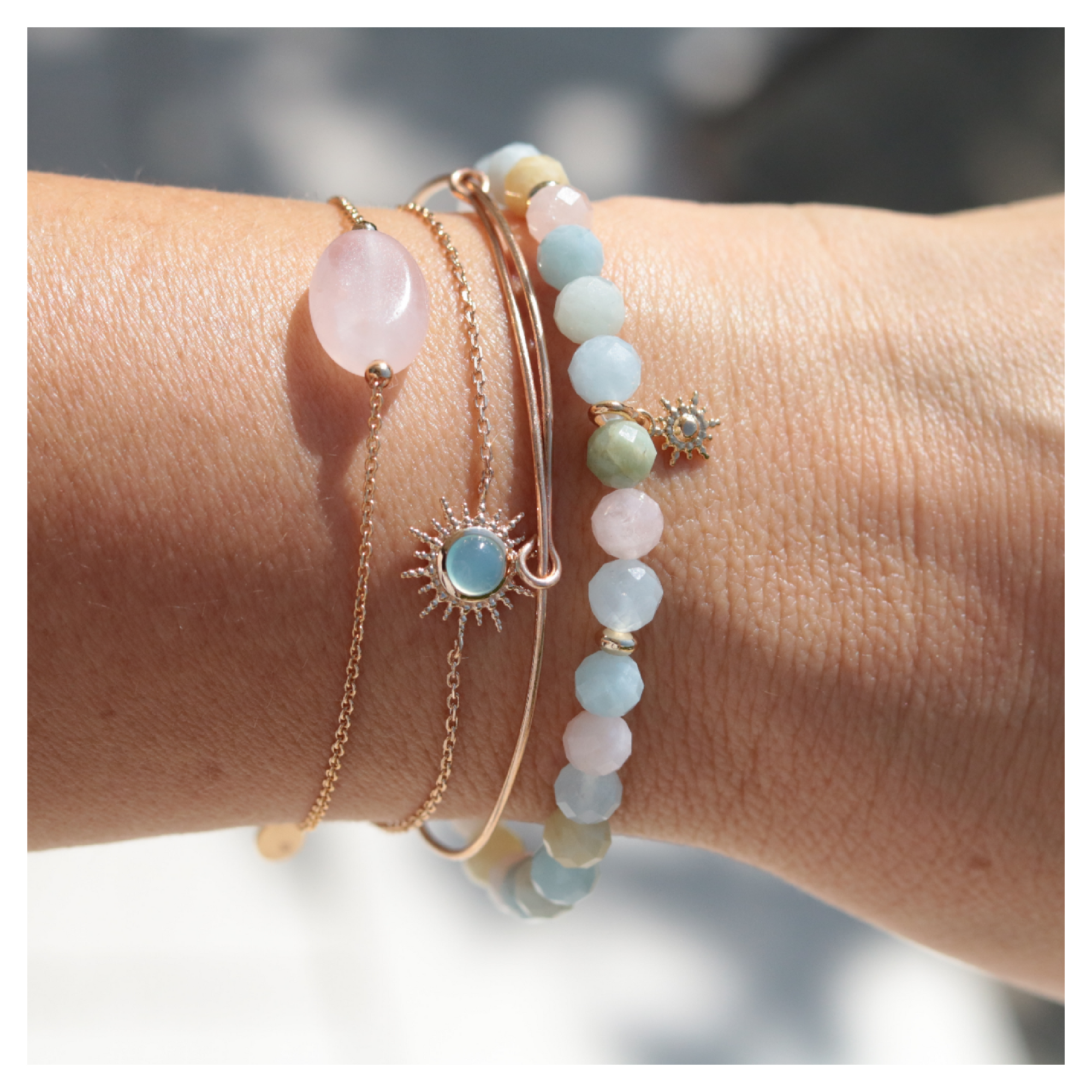 bracelet quartz rose & plaqué or