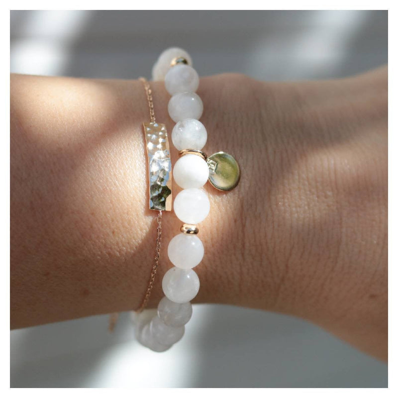 bracelet plaque or pierre de lune
