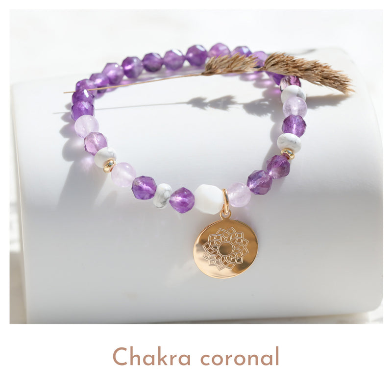 chakra coronal - bracelet pierres naturelles - bijoux Lithothérapie
