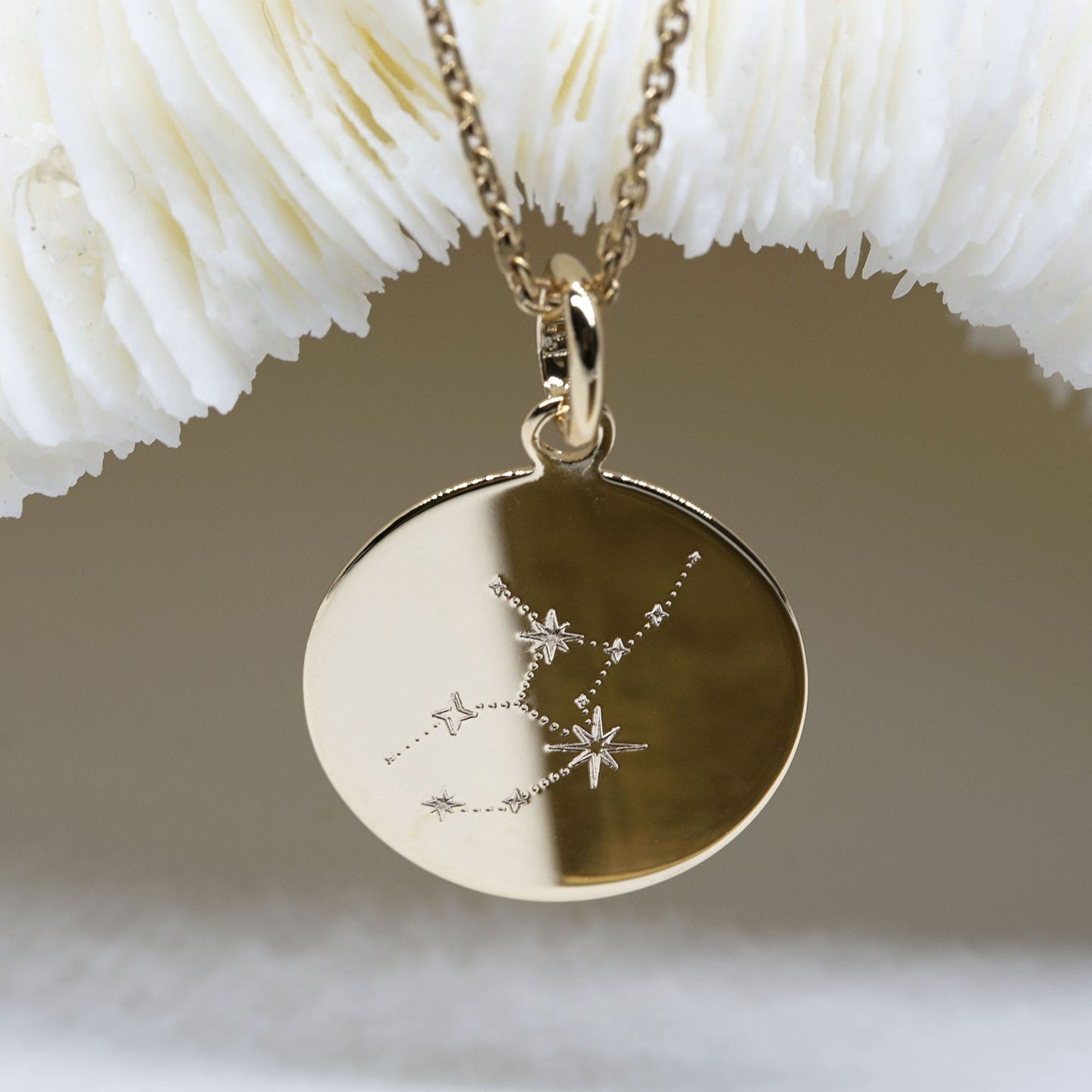 HIJONES Collier Pendentif Constellation Zodiaque Acier Inoxydable - Amulette Ronde Homme Femme