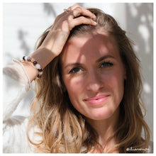 Bracelet pierre naturelle VIERGE, collection Ilia Renon, GRENAT, PIETERSITE, citrine, pierre de lune, jade blanc, Express Yourself 503