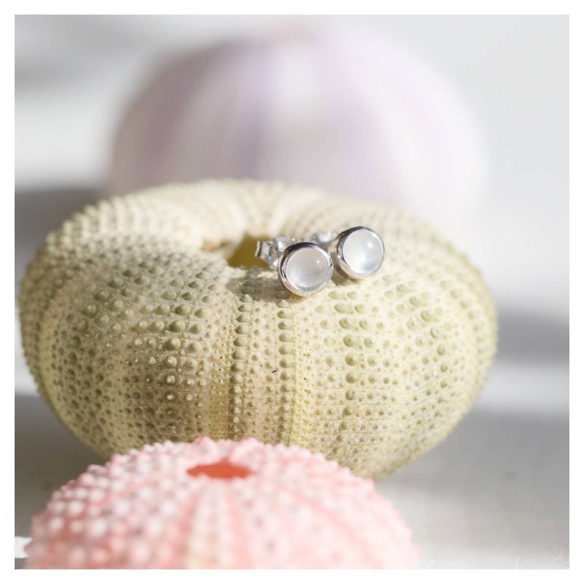 Boucles d'oreilles PIERRE DE LUNE, pierre naturelle, plaqué or 3 microns ou argent massif haute qualité française, Baby Moon 483