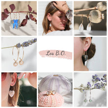 Boucles d'oreille femme pierre naturelle, plaqué or 