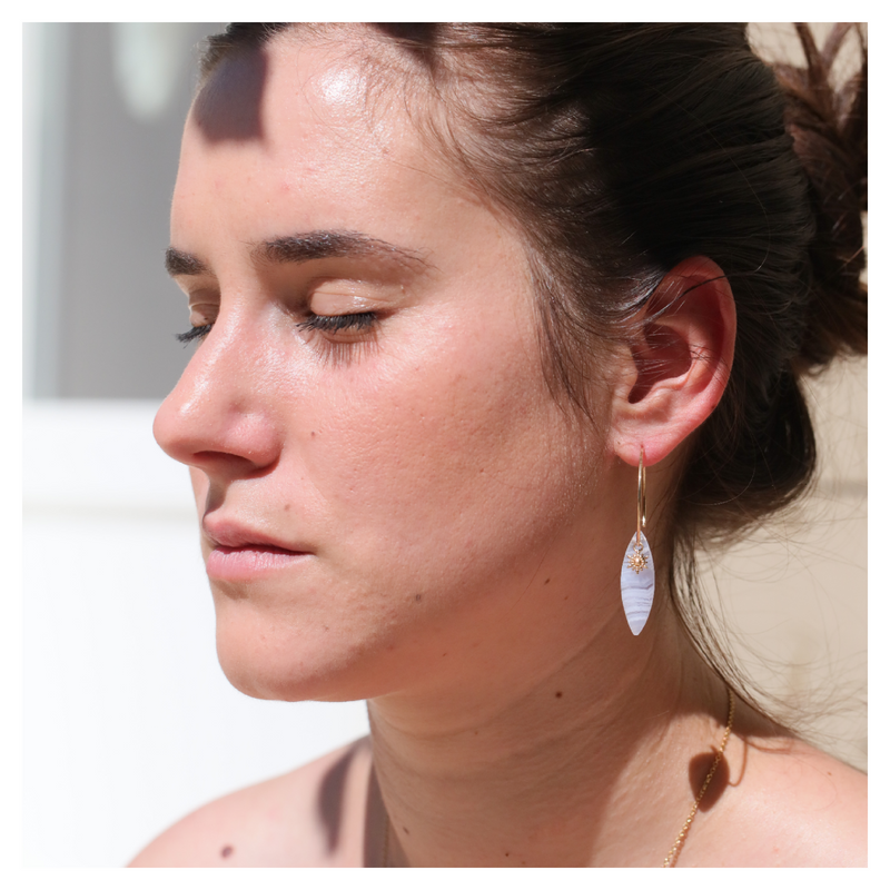 Boucles d'oreilles calcédoine ★ bijou pierre naturelle ★ DeepStones 