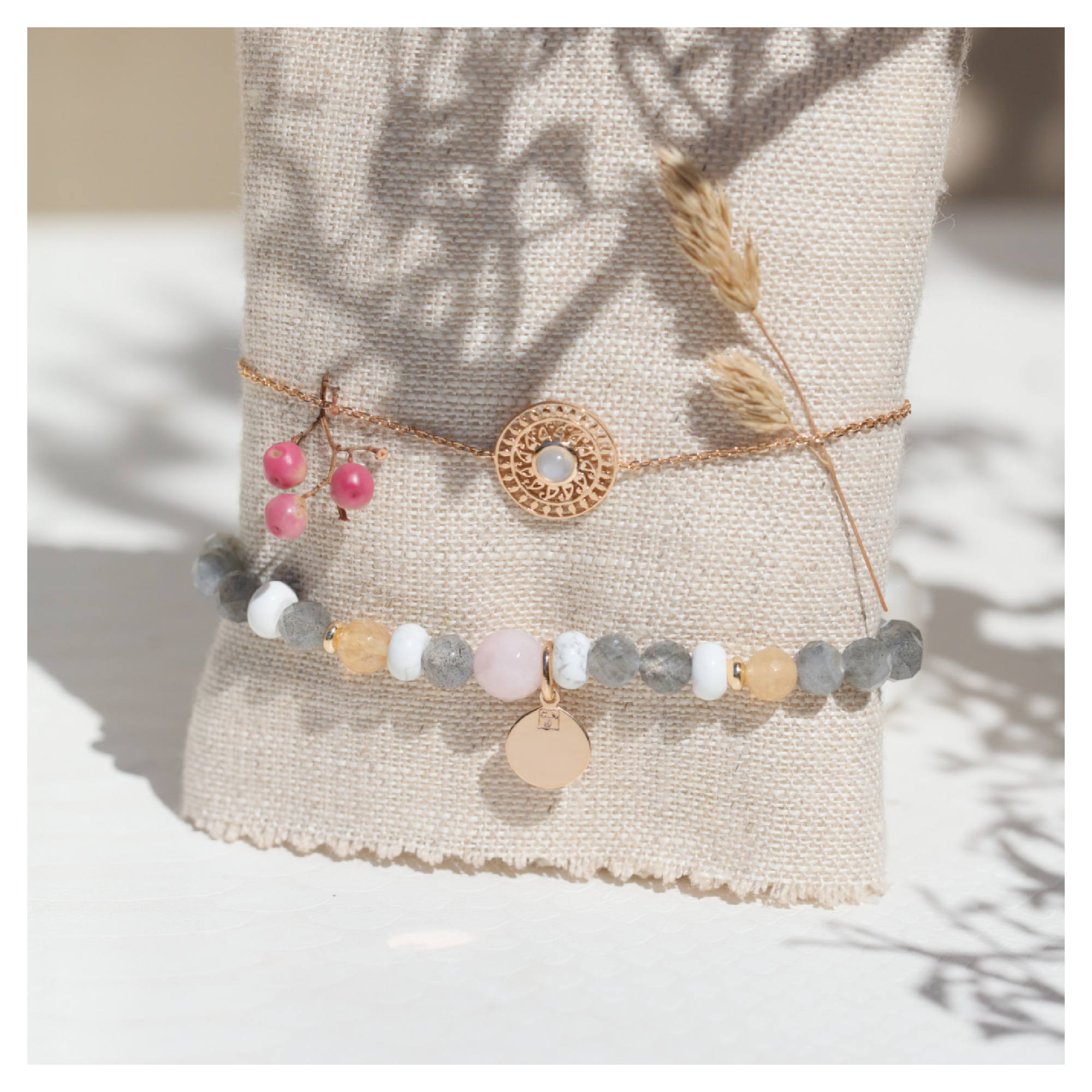 bracelet pierre plaqué or
