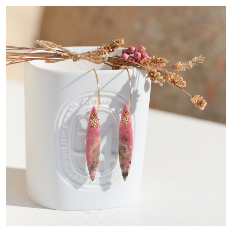 Boucles d'oreilles rhodonite ★ bijou pierre naturelle ★ DeepStones