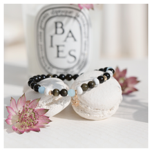Bracelet obsidienne howlite aigue marine