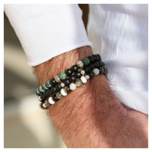 Bracelet homme pierre naturelle onyx jaspe kambaba