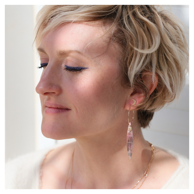 Boucles d'oreilles rhodonite ★ bijou pierre naturelle ★ DeepStones