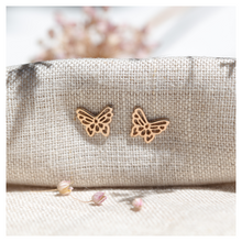 boucles d'oreilles puces papillon plaque or
